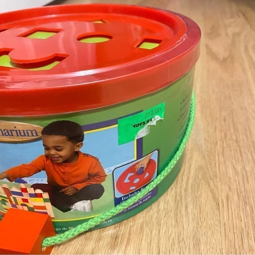 Vintage Imaginarium Wooden Block Set Sorter Toy Building NEW 50 Pieces W/ Bucket